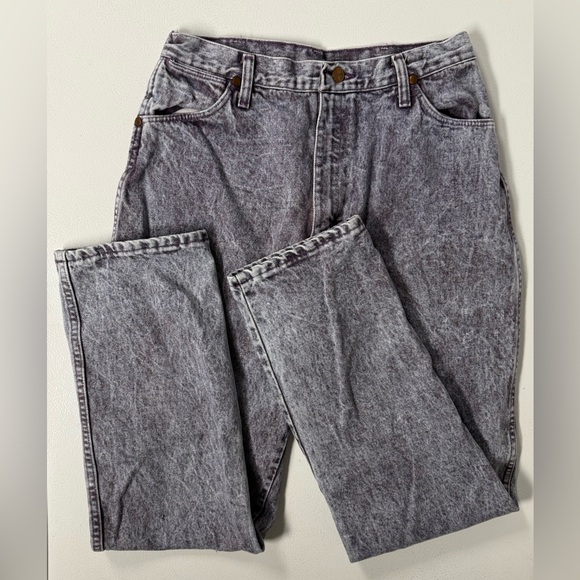 Vtg Wrangler Denim Jeans Purple Acid Wash USA Grunge 80s/90s 013MNGM Women 16 - Picture 1 of 11